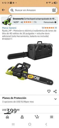 RYOBI_Hp 40v  20" (Chain Saw) Motosierra Electrical,imnalambric of iones
