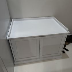 Topeakmart White Decorative Furniture Hidden Washroom Cat Litter Box
