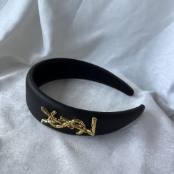 Saint Laurent Black Lettering Wide Foam Headband 
