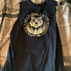 Does A Bear Squat In The Woods Black And Hold Vest Large Mens Tank Sleeveless 