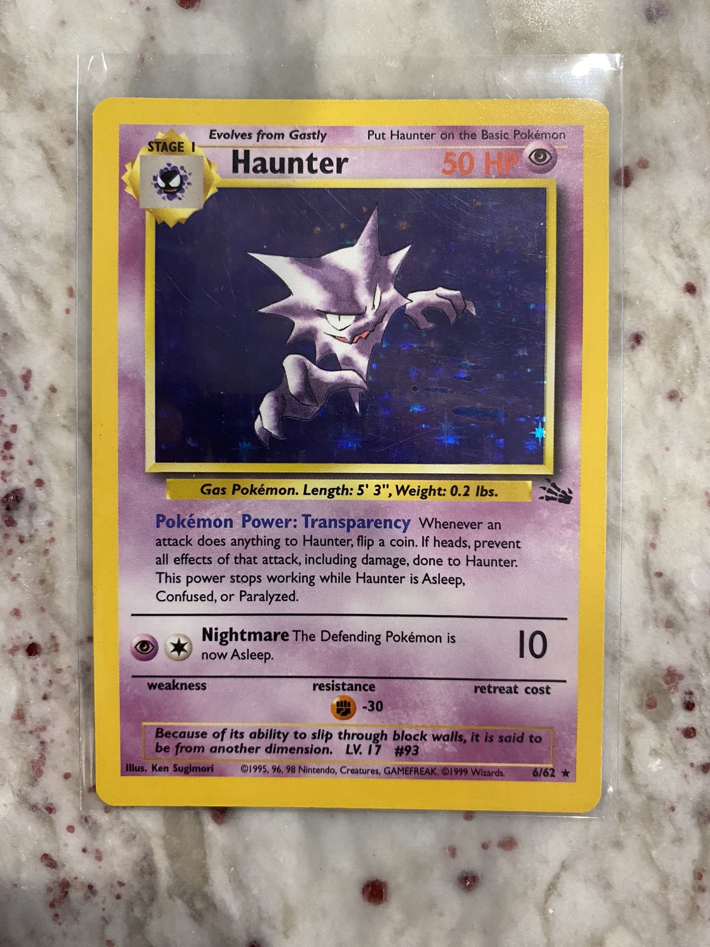 Haunter Fossil 6/62 Blue Stain Error Misprint Holo Pokemon Card
