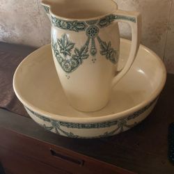 Boch La Louviere Antique Pitcher and Bowl