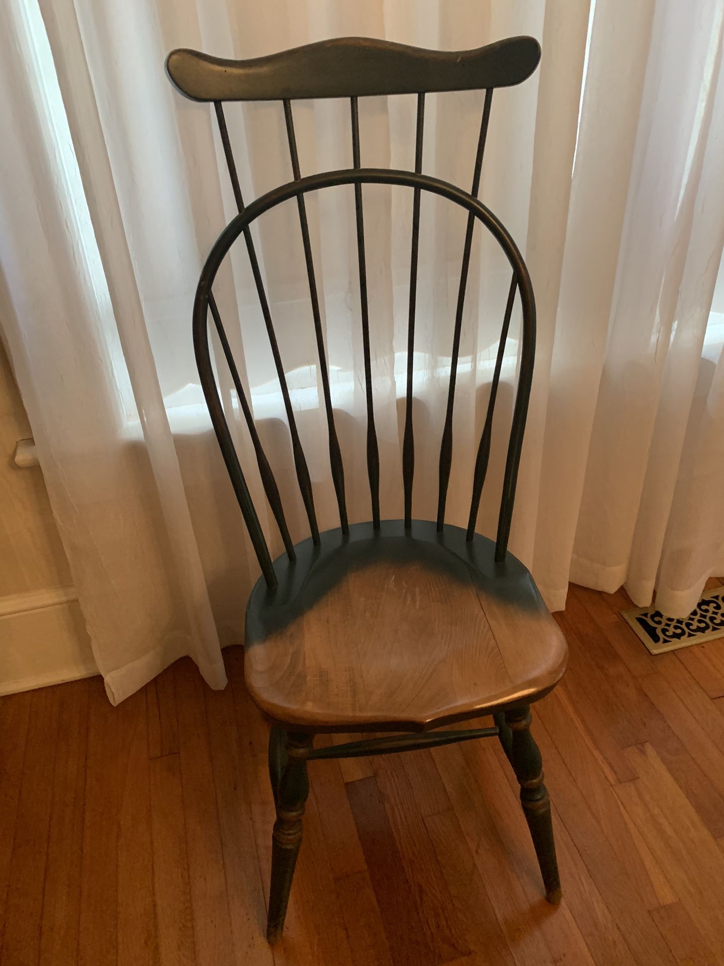 Antique Windsor Side Chair, Hunter Green & Wood Accent