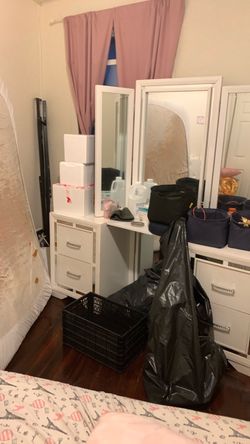 White Vanity Dresser with Mirror