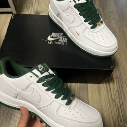 Brand New ( AIR FORCE 1'07 MINI JEWEL WHITE/GORGE GREEN ) ( Size 8.5 )