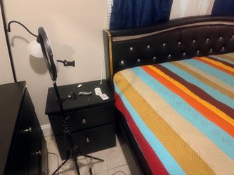 Black Tufted Leather Bed Frame