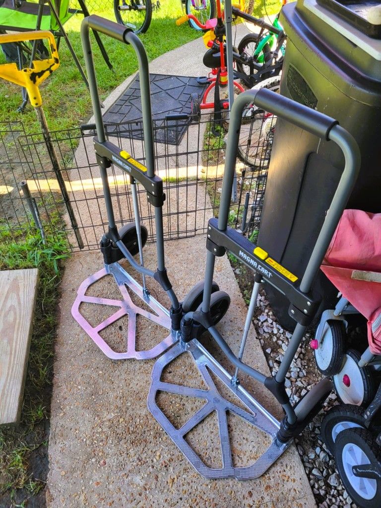 $30 each- 2 Harper 200 lb. Magna folding Cart Personal Hand Truck's with Solid Rubber Wheels HMC27S