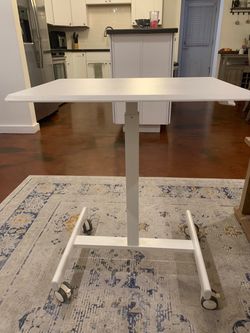 White Mobile Standing Desk on Wheels