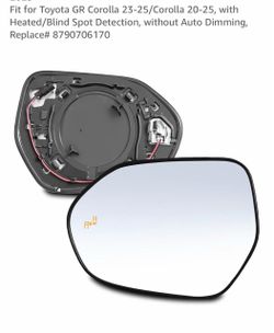 Toyota Corolla Side Mirror Glass with Blind Spot