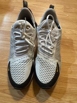 270 Rare Nike Men Shoes ,White ,Black And Gold ,Size 13