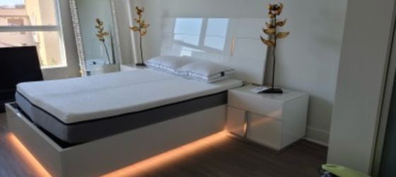 Queen bed frame with two nightstands