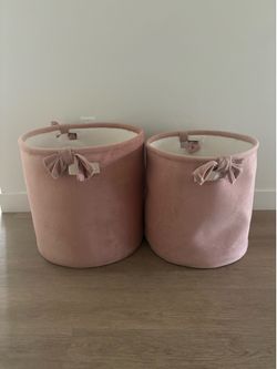 Dusty pink velvet storage bins