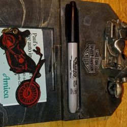 Harley-Davidson Motorcycle Marble Pen And Paper Stylistic Desktop For The Midnight Rider