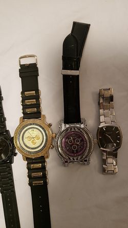Variety of watches from: Kenneth Cole, Pave master, Black Superman, Silver HotStar watch