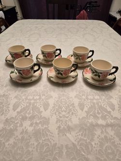 Franciscan Desert Rose USA made rare styled cups and saucers