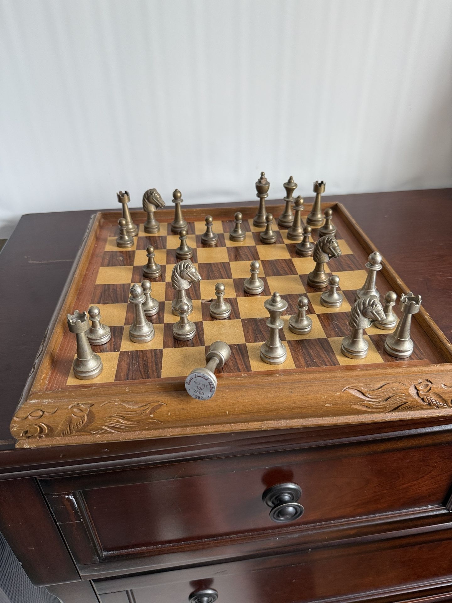 VINTAGE STAUNTON SEARS LIMITED EDITION 1983 BRASS METAL CHESS SET