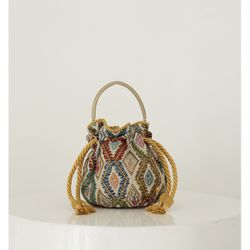 Crossbody Bucket bags for women- Designer French Rococo and leather