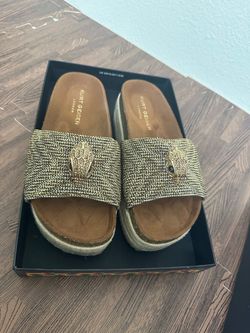 Kurt Geiger Gold and Brown Mules