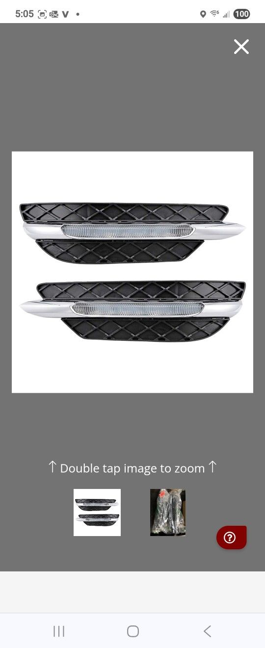 Pair LED Daytime Running Light DRL Fog Lamp Assembly Compatible with 2011-2014 Mercedes W204 C-Class LCI MB1039117 MB1038117, Matte Black + Chrome