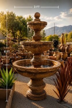 6 FT 3-Tier Outdoor Water Fountain | Large Garden Fountain | Luxury Courtyard Water Feature | Classic Tiered Fountain | Patio & Landscape Decor