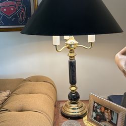 Neoclassical Black Onyx Marble/Brass Desk Or Table Lamp