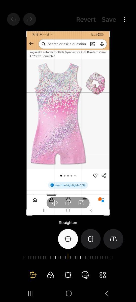 Leotard Gymnastic Girls Shine Pink Size 10/12 Biketard