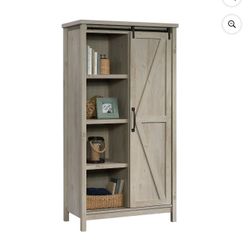 Better Homes & Gardens Modern Farmhouse Bookcase Storage Cabinet, Rustic White Finish 