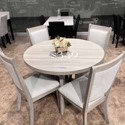 Elegant Light Gray 5-Pc Dining Table Set