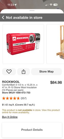 Rockwool ComfortBatt R-13 Stone Wool Insulation