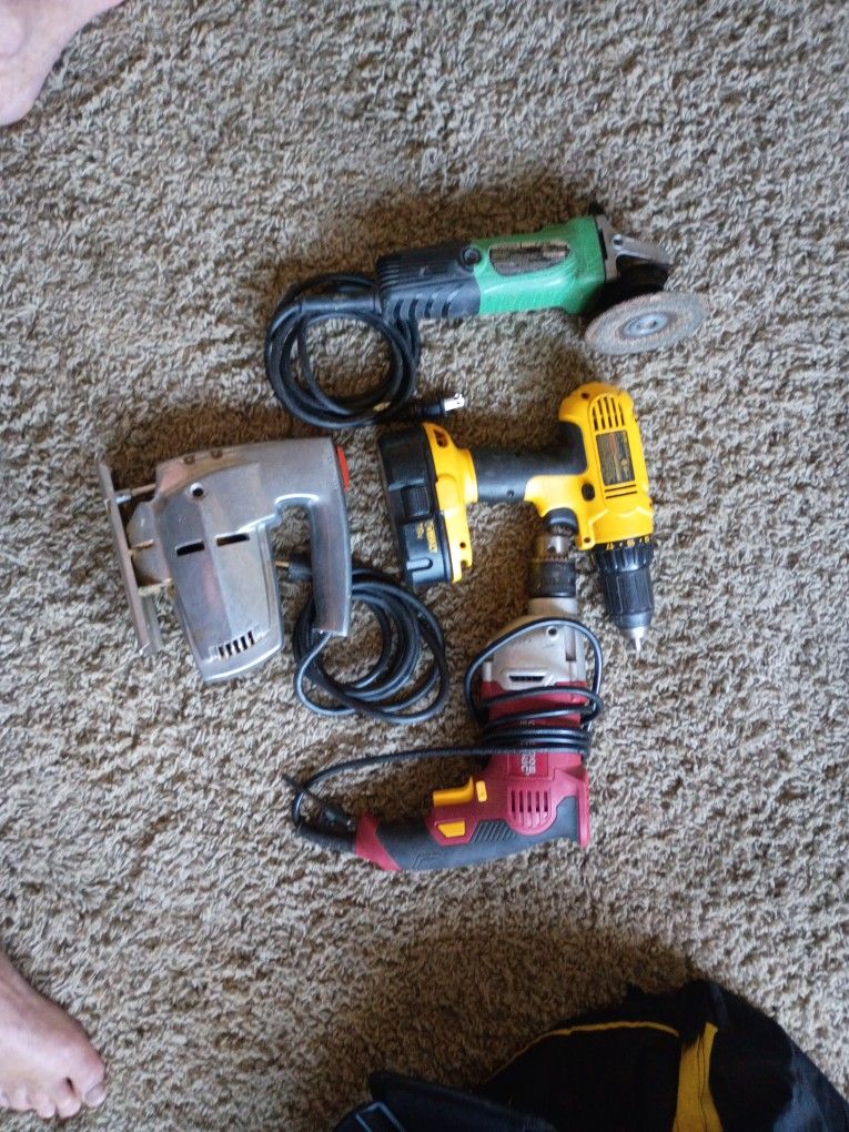 DeWalt,Hitachi,Chicago,And Chicago Jig Saw.
