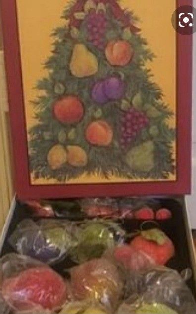 Frosted Beaded Fruit Ornaments By Valerie Parr Hill