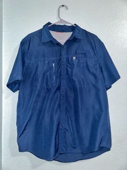 Blue button-up shirt, short sleeve