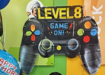 Level 8 birthday banner video game