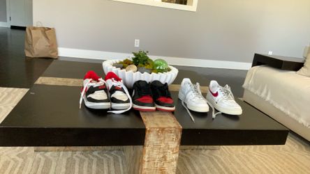 Air Force shoes and two pair of Jordans
