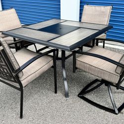 5pc PATIO DINING SET TABLE AND SWIVEL CHAIRS