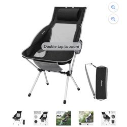 MOVTOTOP Folding Camping Chair Mesh High Back Ergonomic Armrest Leisure Chair Portable Outdoor Resting Chair for Fishing Climbing Travel (Black)