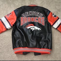 Great Christmas Gift Idea- Sold Out At HSN- New (Other) W/Tags- Licensed NFL Denver Broncos Faux Leather Varsity Jacket By G-III (RV $100)