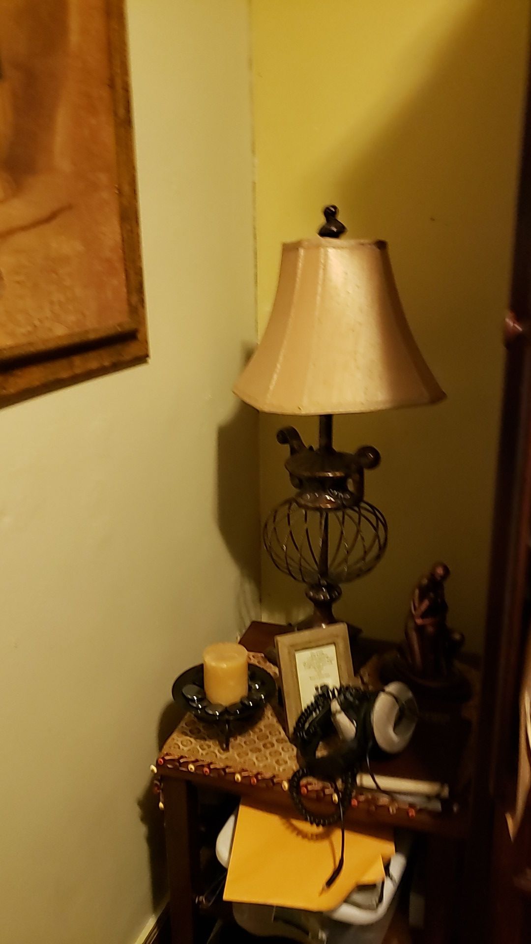 Tall brown iron lamp