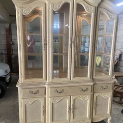 Large White Washed Birch China Cabinet 