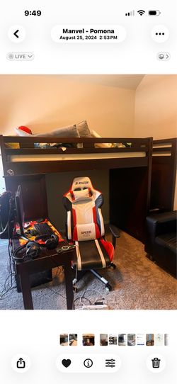 Full Size Loft Bed with Built-In Desk & Storage – $150 OBO