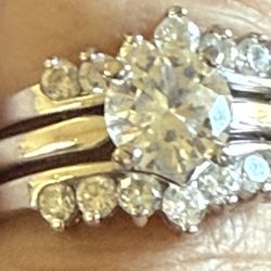 3/4 CT White Round Cut CZ Engagement Bridal Ring Set In 925 sterling Silver