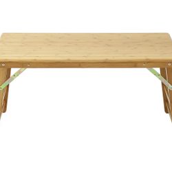 Bamboo Rectangular Folding Table Children's Art Craft Study Activity Table, Picnic Table, and Entertainment Table. (Table Only)