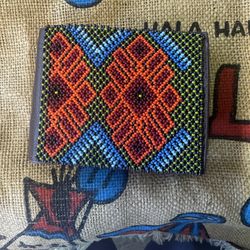 handmade indigenous Huni Kuin beaded leather wallet