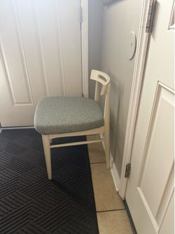 Cute  Accent wood chairs/gray upholstery
