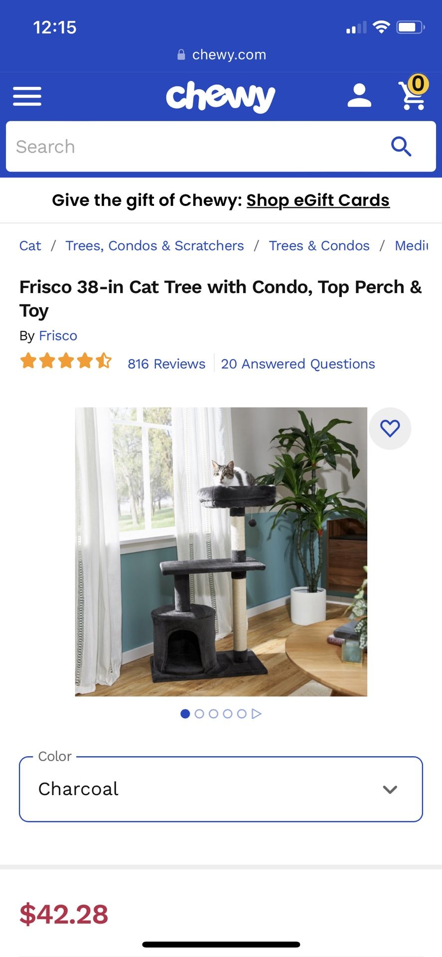 Chewy Frisco 38in Cat Tree with Condo, Top Perch & Toy for Sale in Queens, NY OfferUp