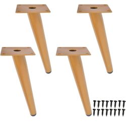 6 Inch Mid Century Furniture Legs, Gold Metal Tapered Legs, 4 Pack Slanted Oblique Legs for Sofa, Cabinet, Bar, Table, Bed, Load up to 200lbs per