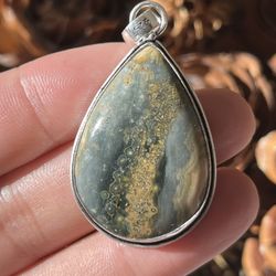 925 Silver Overlay Ocean Jasper Pendant