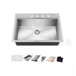 27 Inch Drop-in Kitchen Sink With Accessories 