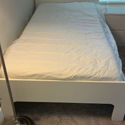 For Sale: IKEA White Bed Frame + Morgedal Mattress (Full Size) – Excellent Condition