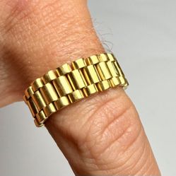 18K Solid Gold Flexible Ring – 5.5g, Size 7, 7mm Wide